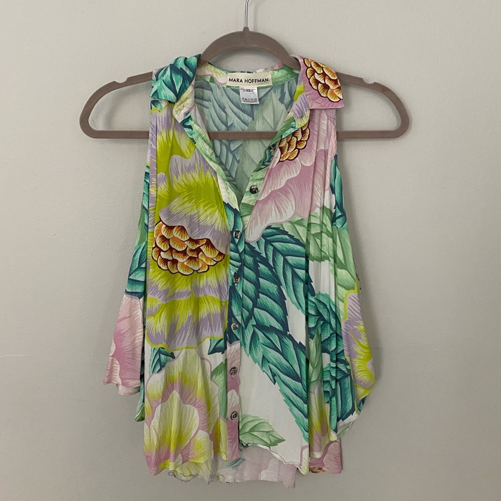 Mara Hoffman sleeveless, tropical shirt